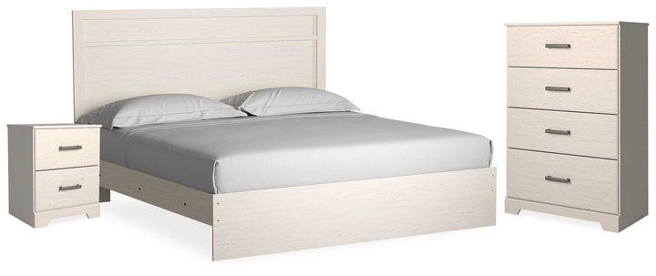 Stelsie King Panel Bed, Chest and Nightstand - White (1)