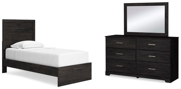 Belachime Twin Panel Bed, Dresser and Mirror - Charcoal (1)