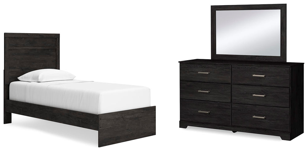 Belachime Twin Panel Bed, Dresser and Mirror - Charcoal (1)