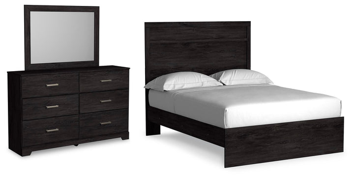 Belachime Full Panel Bed, Dresser and Mirror - Charcoal (1)