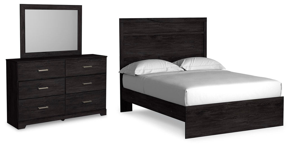 Belachime Full Panel Bed, Dresser and Mirror - Charcoal (1)