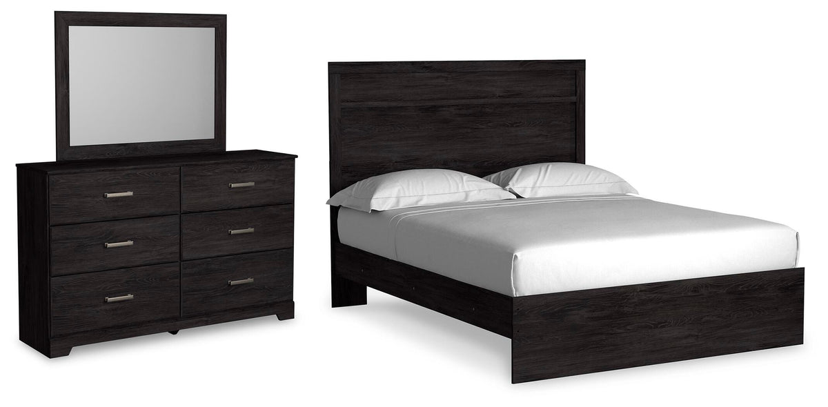 Belachime Queen Panel Bed, Dresser and Mirror - Charcoal (1)