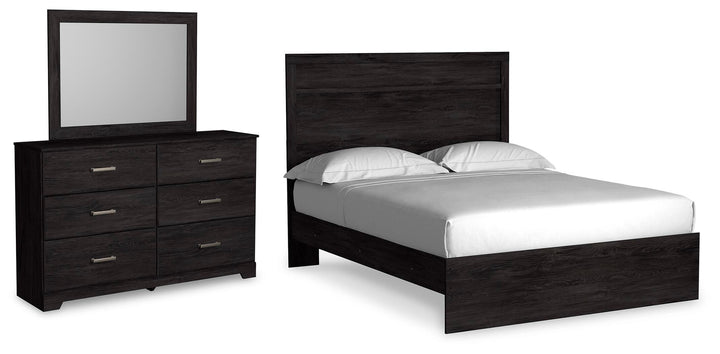 Belachime Queen Panel Bed, Dresser and Mirror - Charcoal (1)