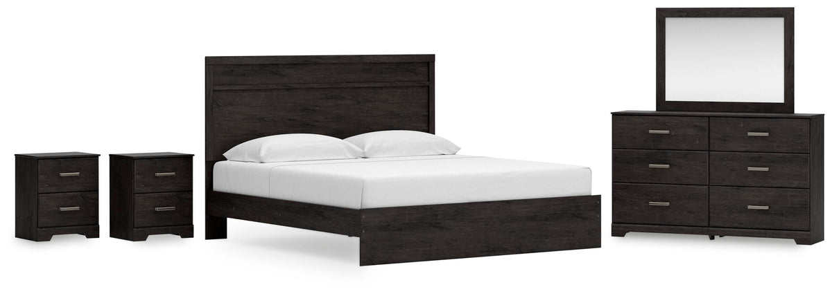 Belachime King Panel Bed, Dresser Mirror and 2 Nightstands (1)