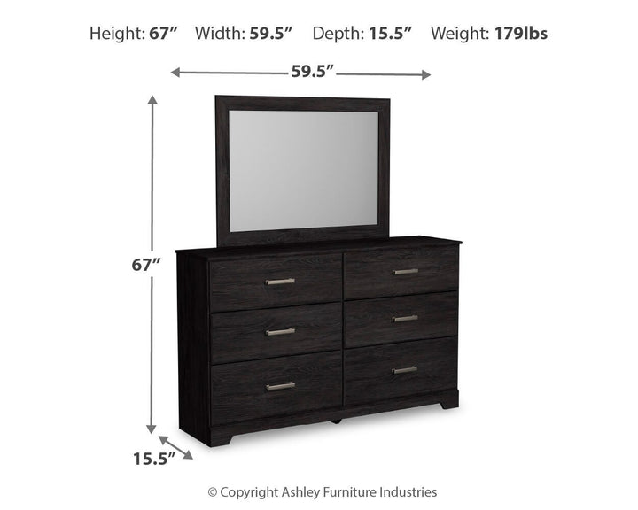 Belachime Twin Panel Bed, Dresser and Mirror - Charcoal (4)