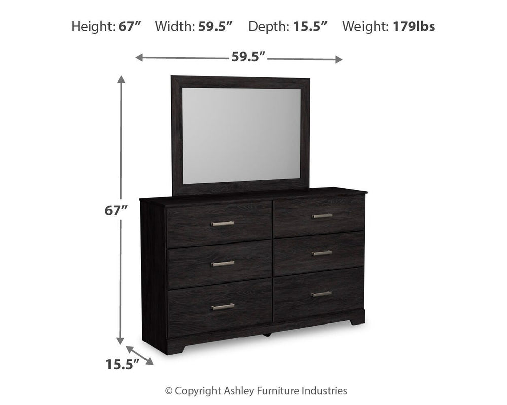 Belachime Queen Panel Bed, Dresser and Mirror - Charcoal (4)