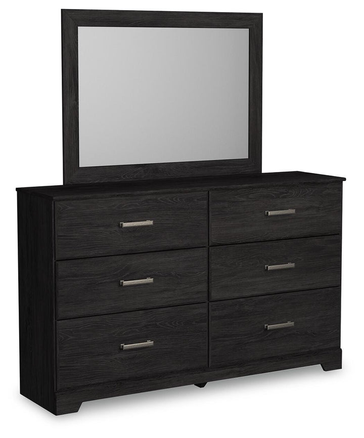 Belachime Queen Panel Bed, Dresser and Mirror - Charcoal (2)