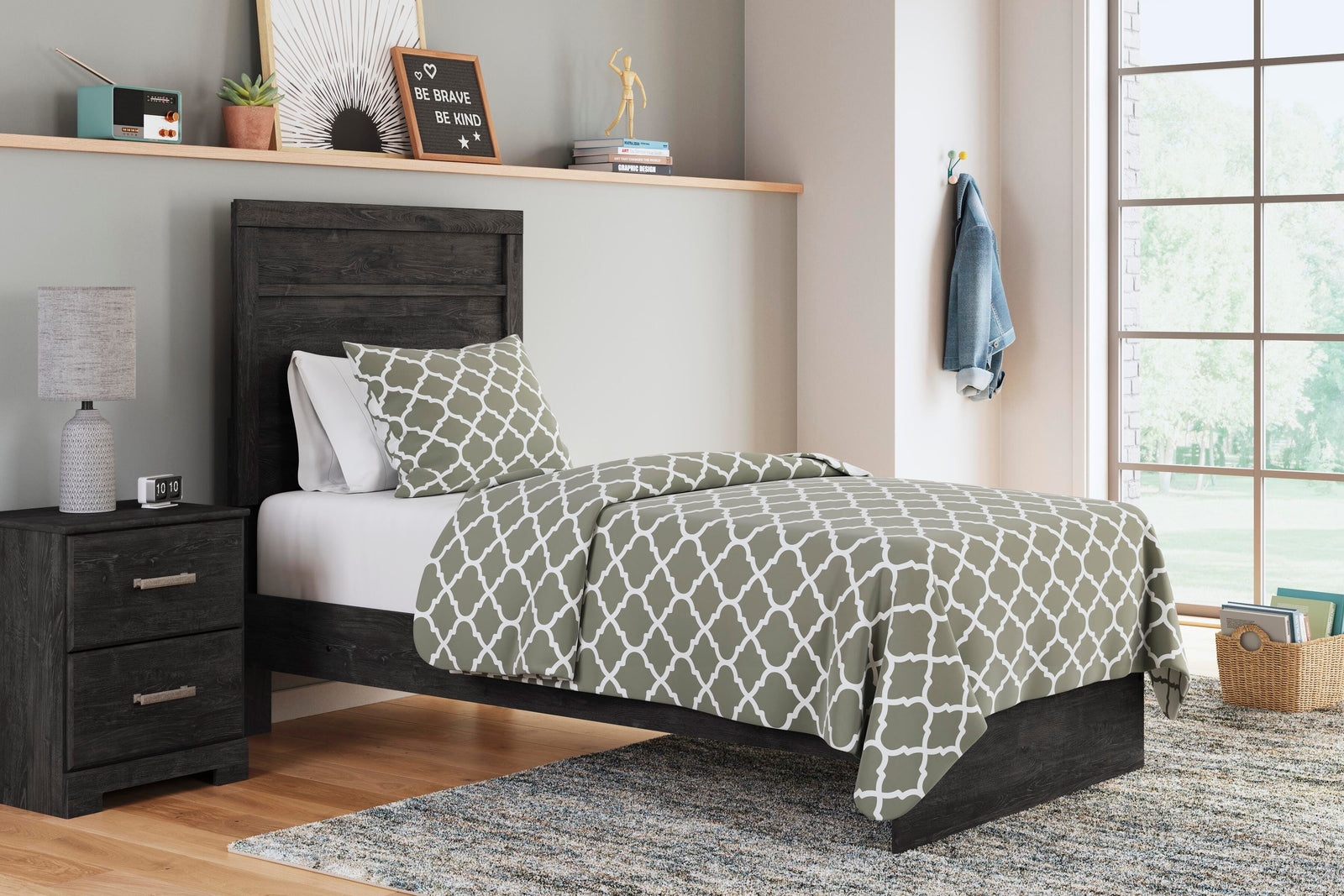 Belachime Twin Panel Bed - Black (2)