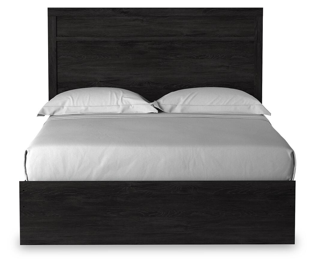 Belachime Queen Panel Bed and Nightstand - Charcoal (2)