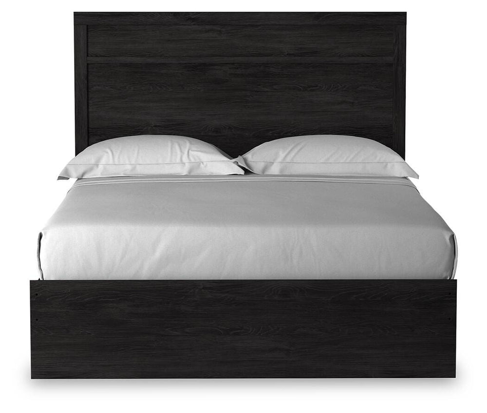 Belachime Queen Panel Bed and Nightstand - Charcoal (2)