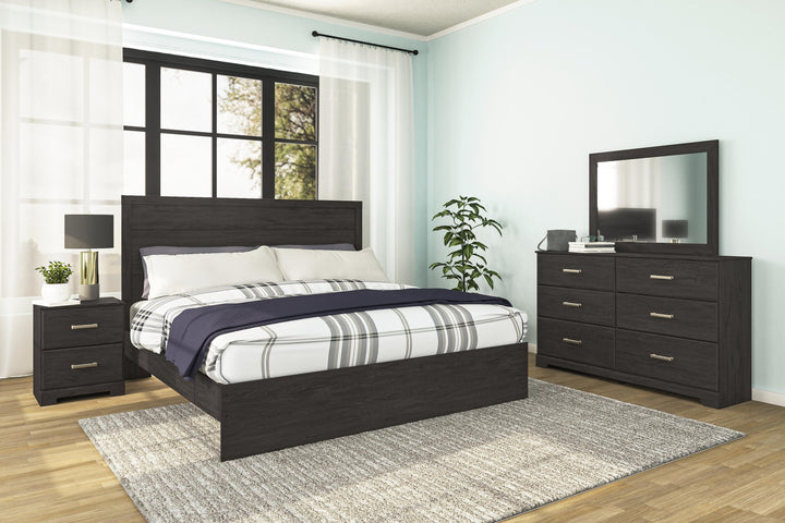 Belachime King Panel Bed, Dresser, Mirror, and Nightstand - Charcoal (12)