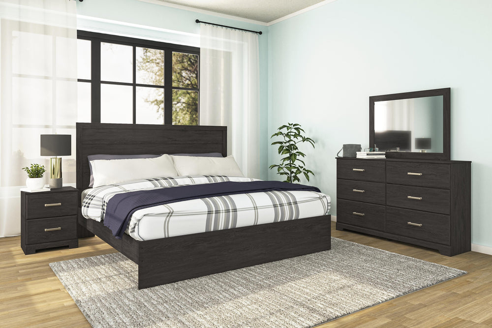 Belachime King Panel Bed, Dresser, Mirror, and Nightstand - Charcoal (12)