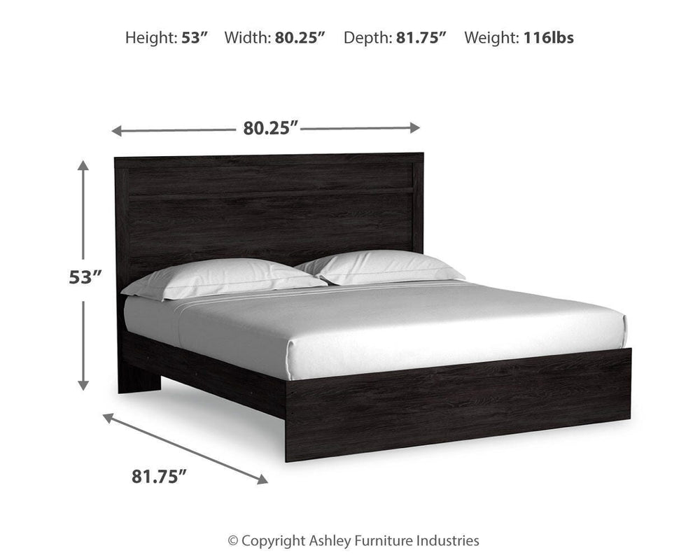Belachime King Panel Bed - Charcoal (4)