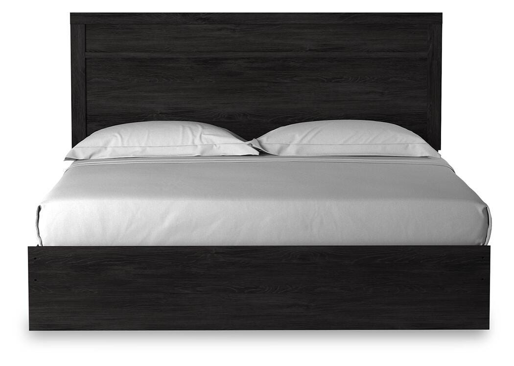 Belachime King Panel Bed and Nightstand - Charcoal (2)