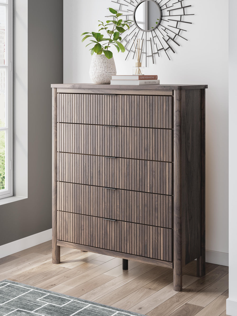 Pamytta Wide Chest of Drawers - Dark Brown (1)