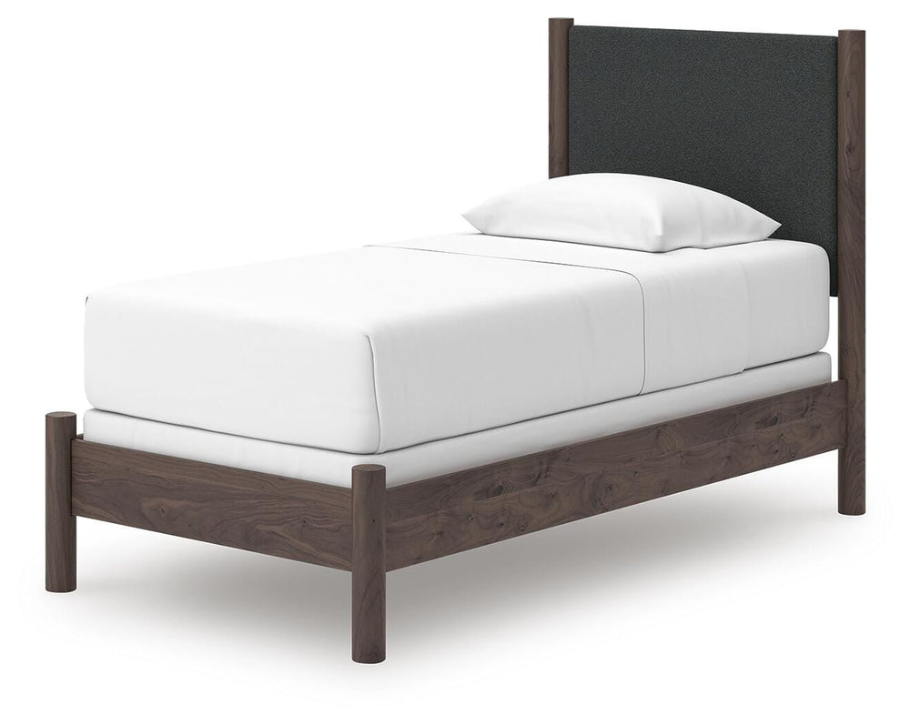 Pamytta Twin Upholstered Panel Bed - Dark Brown (4)