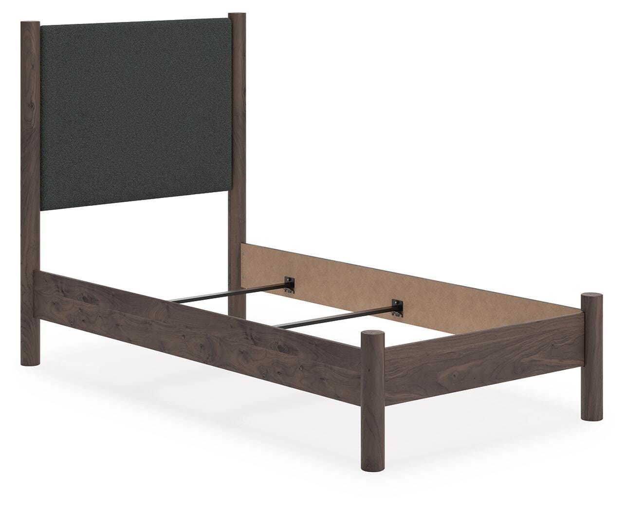 Pamytta Twin Upholstered Panel Bed - Dark Brown (2)