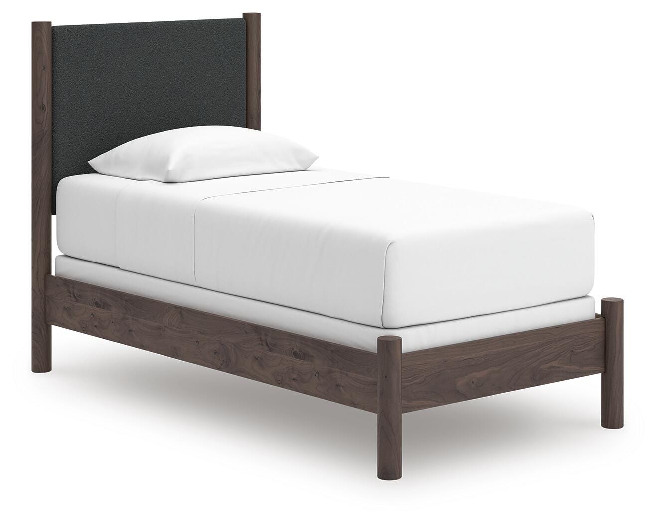 Pamytta Twin Upholstered Panel Bed - Dark Brown (1)