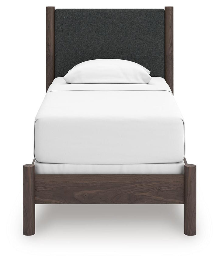 Pamytta Twin Upholstered Panel Bed - Dark Brown (3)