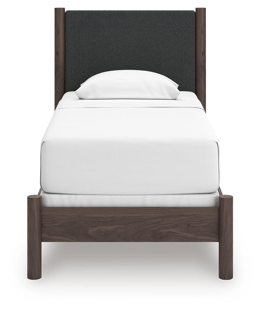 Pamytta Twin Upholstered Panel Bed - Dark Brown (3)