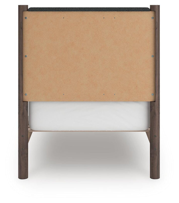 Pamytta Twin Upholstered Panel Platform Bed - Brown (6)
