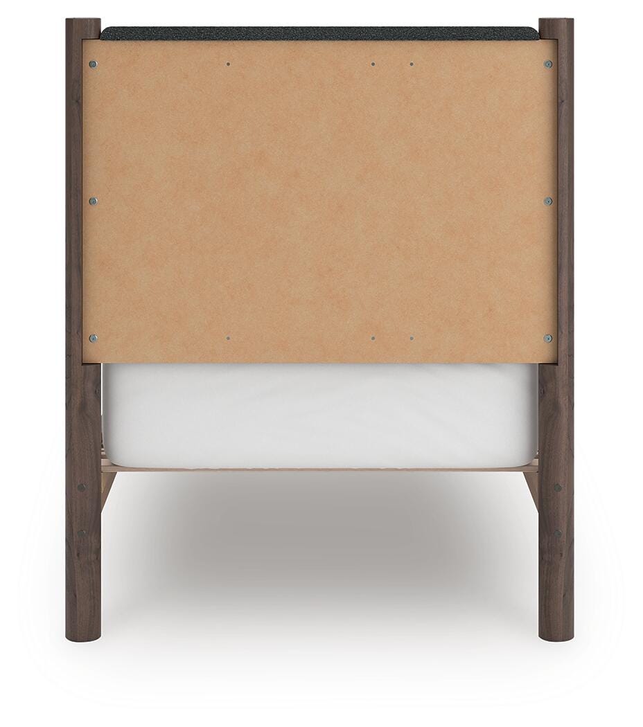 Pamytta Twin Upholstered Panel Platform Bed - Brown (6)