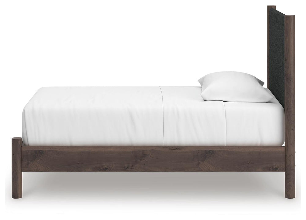 Pamytta Twin Upholstered Panel Platform Bed - Brown (7)