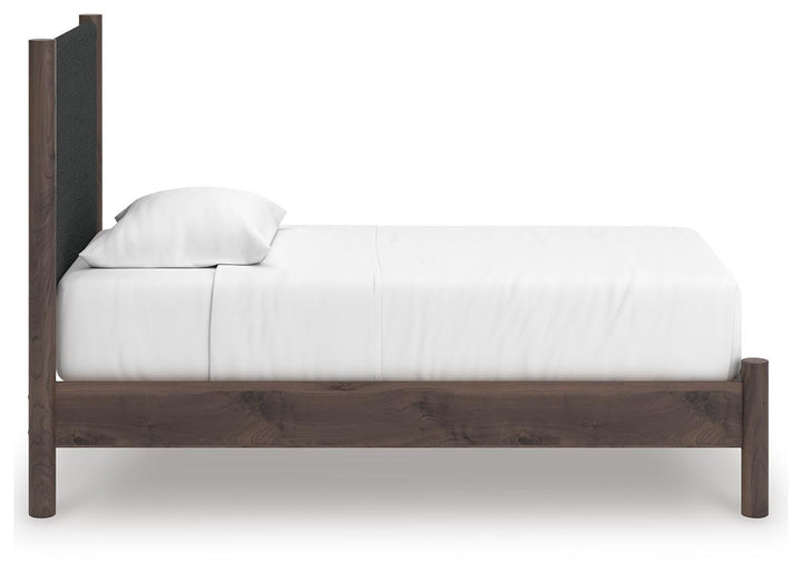 Pamytta Twin Upholstered Panel Platform Bed - Brown (5)