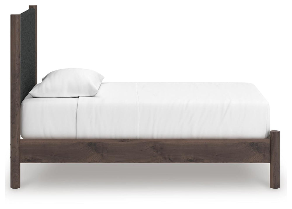 Pamytta Twin Upholstered Panel Platform Bed - Brown (5)