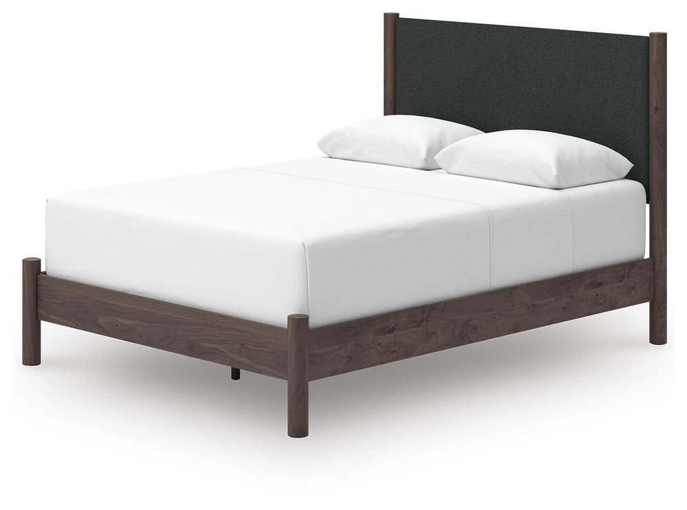 Pamytta Queen Upholstered Panel Bed - Dark Brown (4)
