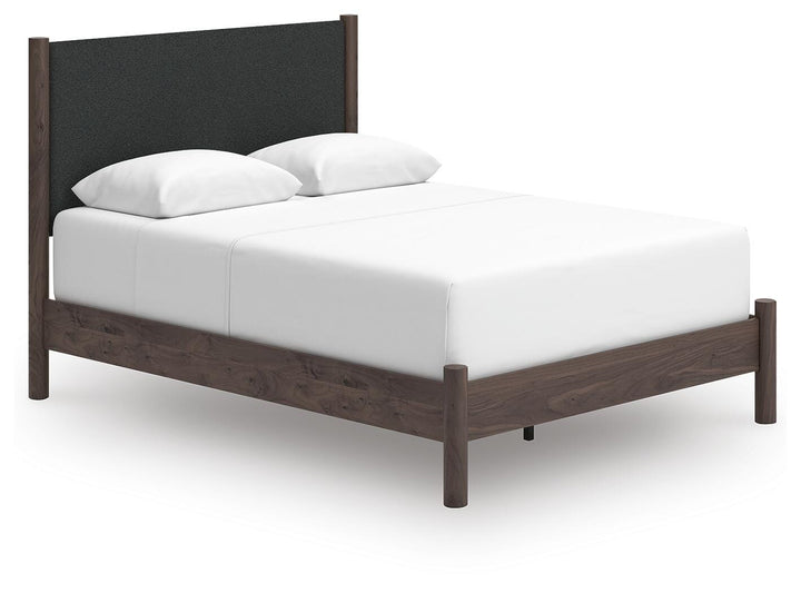 Pamytta Queen Upholstered Panel Bed - Dark Brown (1)