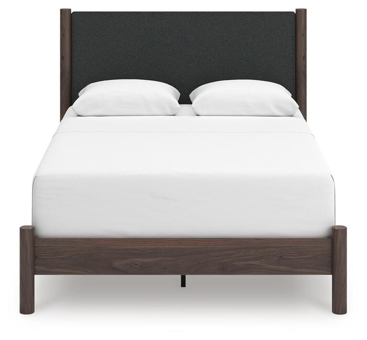 Pamytta Queen Upholstered Panel Bed - Dark Brown (3)