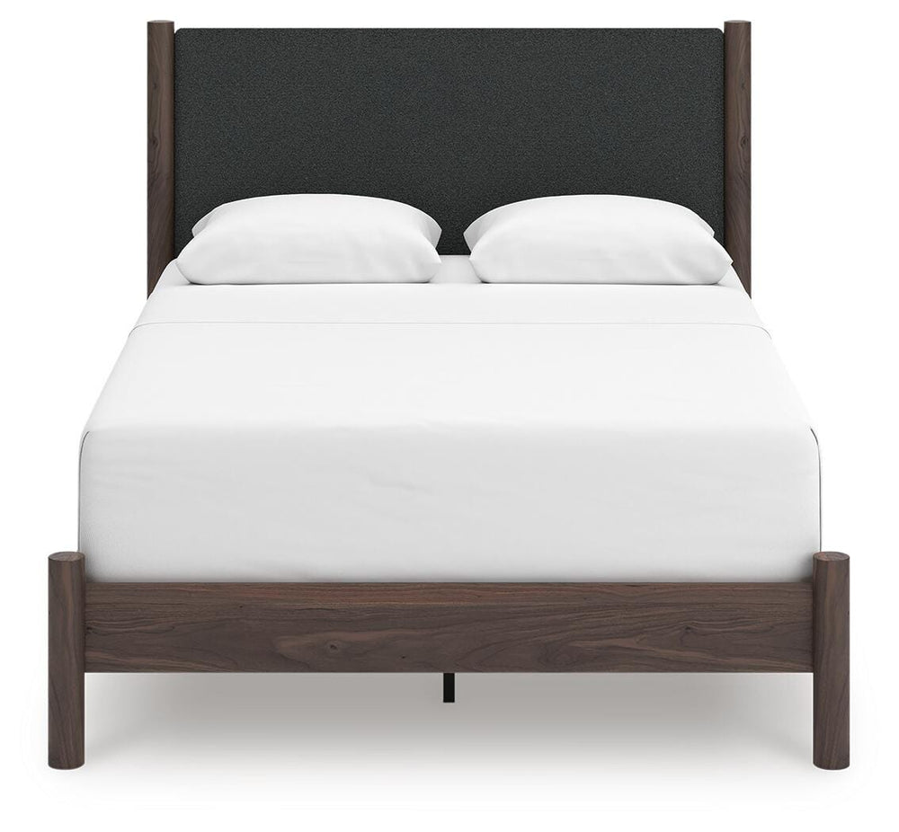 Pamytta Queen Upholstered Panel Bed - Dark Brown (3)