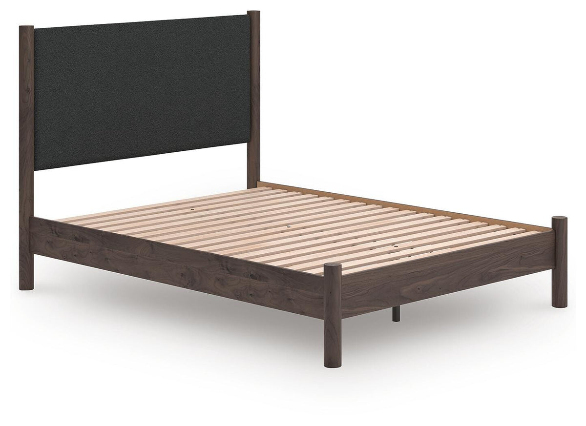 Pamytta Queen Upholstered Panel Platform Bed - Brown (2)