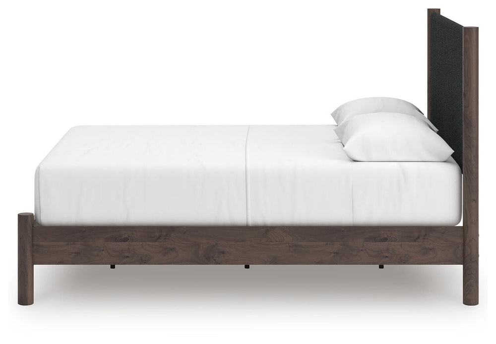 Pamytta Queen Upholstered Panel Platform Bed - Brown (7)