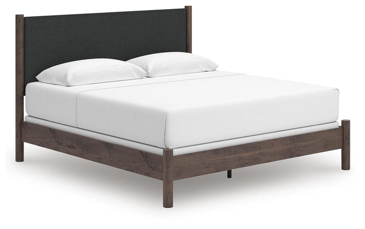 Pamytta King Upholstered Panel Bed - Dark Brown (1)