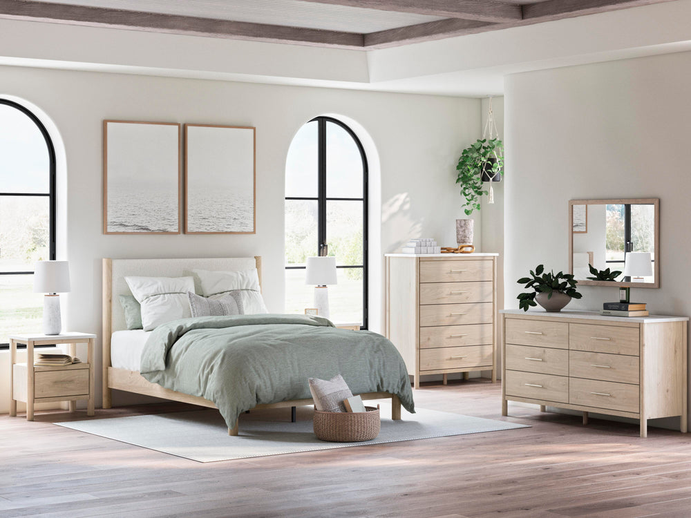 Cadmori Queen Upholstered Panel Bed - Beige (11)