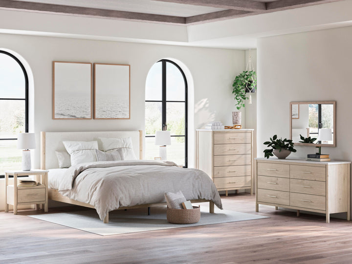 Cadmori King Upholstered Panel Bed - Beige (10)