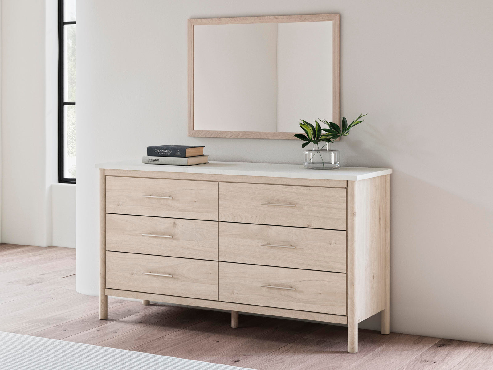 Cadmori Dresser and Mirror - Beige (2)