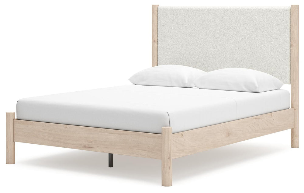 Cadmori Queen Upholstered Panel Bed - Beige (4)