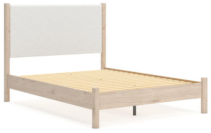 Cadmori Queen Upholstered Panel Bed - Beige (3)