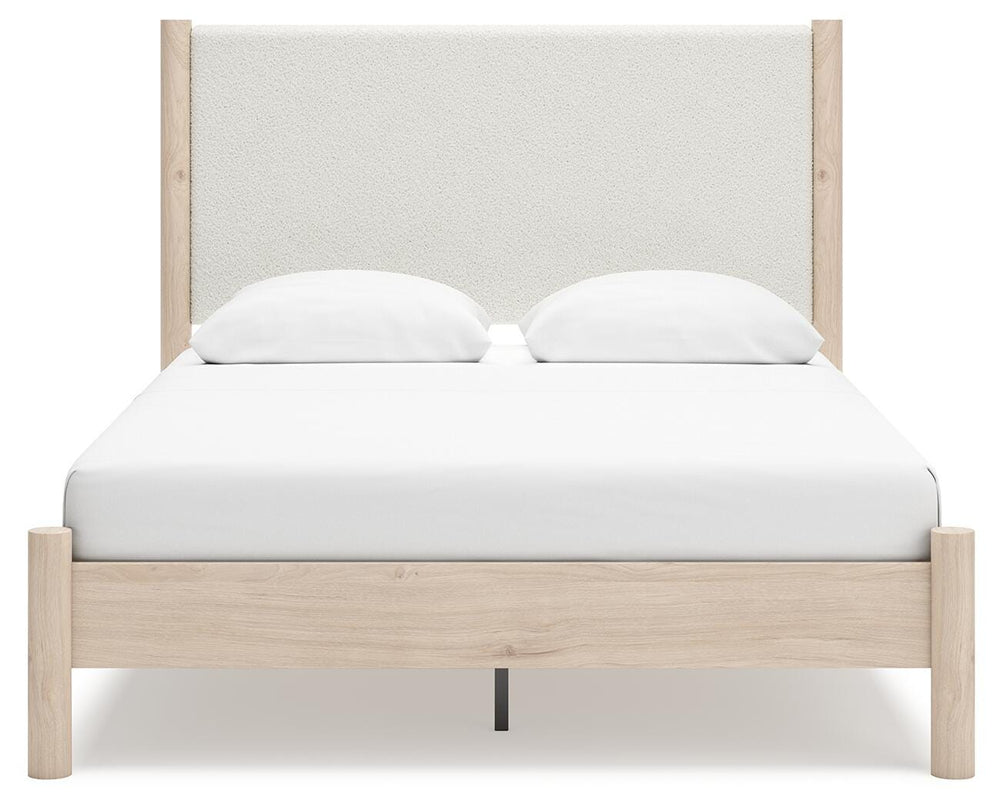 Cadmori Queen Upholstered Panel Bed - Beige (5)