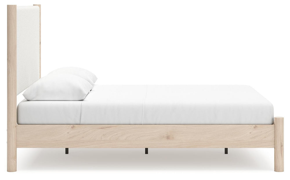 Cadmori Queen Upholstered Panel Bed - Beige (8)