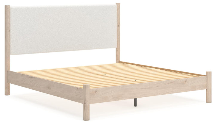 Cadmori King Upholstered Panel Bed - Beige (3)