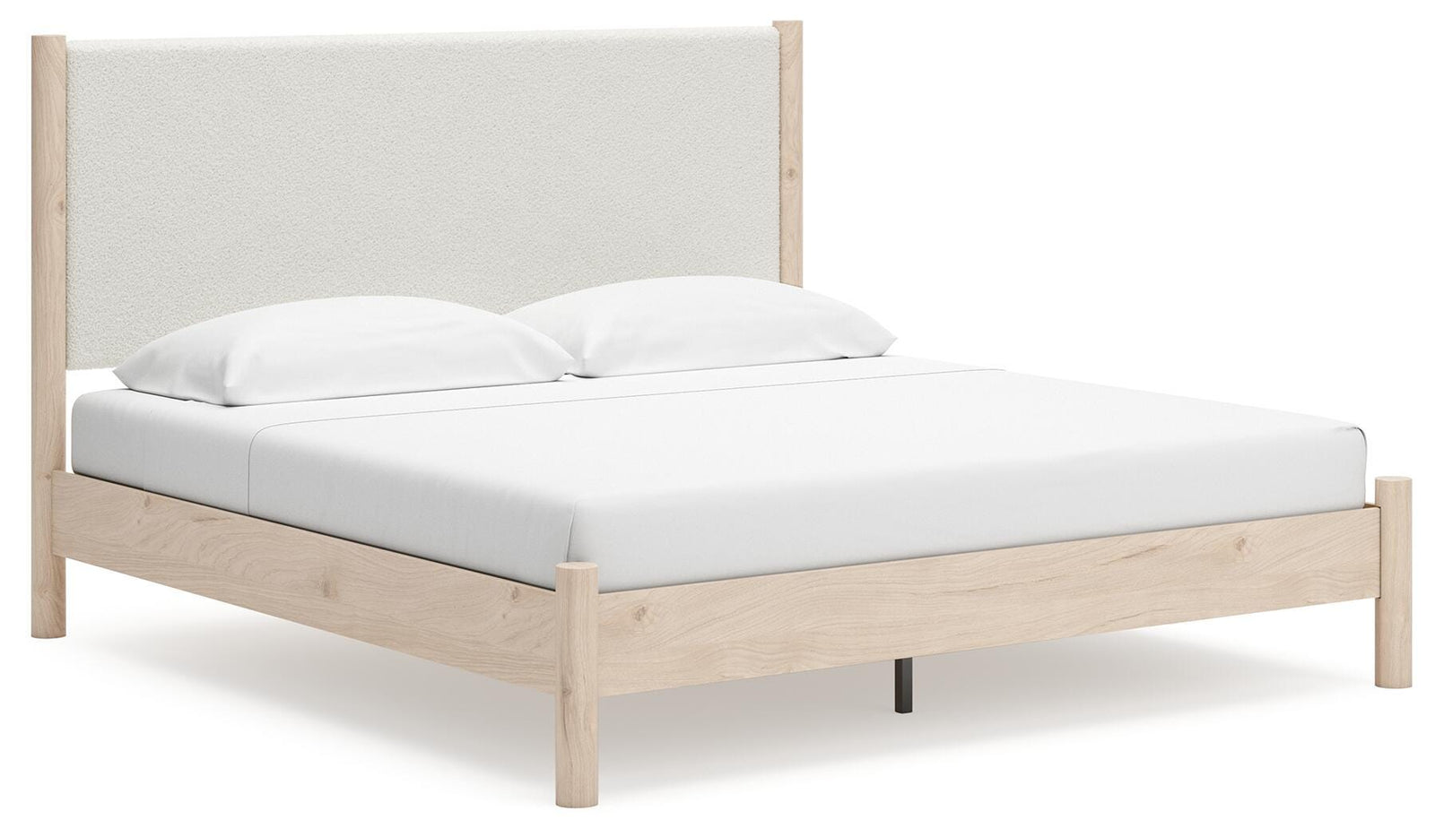 Cadmori King Upholstered Panel Bed - Beige (1)