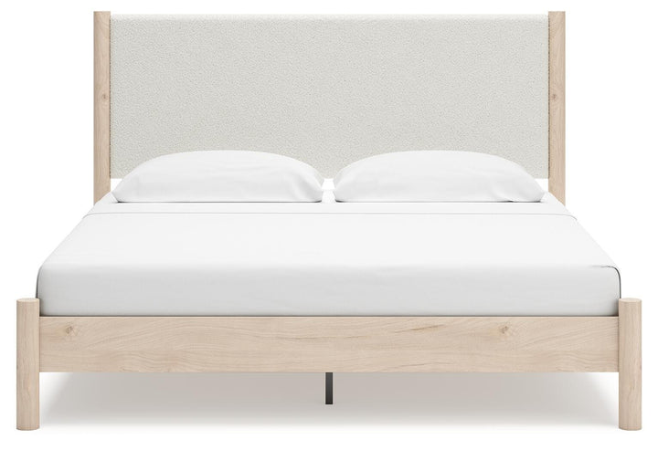 Cadmori King Upholstered Panel Bed - Beige (5)