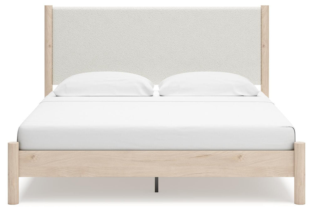 Cadmori King Upholstered Panel Bed - Beige (5)