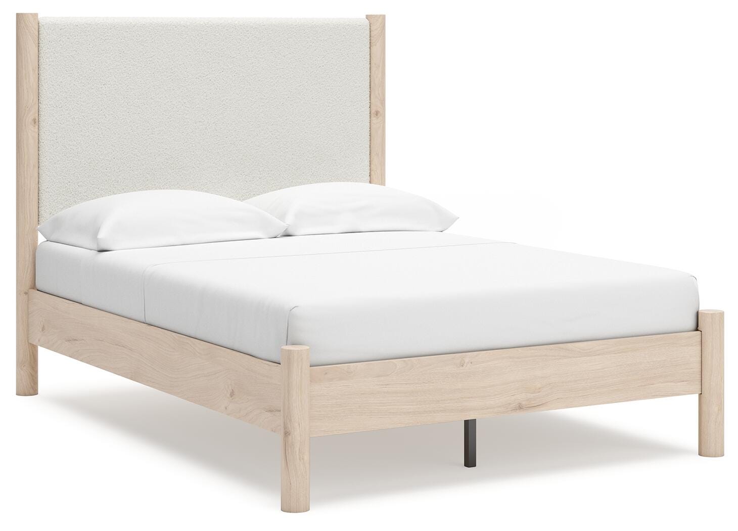 Cadmori Full Upholstered Panel Bed - Beige (1)