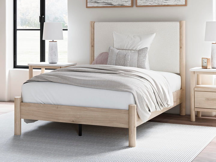 Cadmori Full Upholstered Panel Bed - Beige (2)