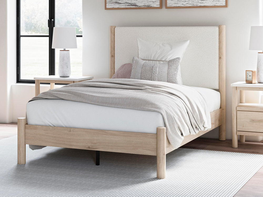 Cadmori Full Upholstered Panel Bed - Beige (2)